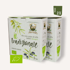 2 Pack - Olio Extravergine di Oliva Biologico Il Tradizionale 5lt - Formato Bag in Box